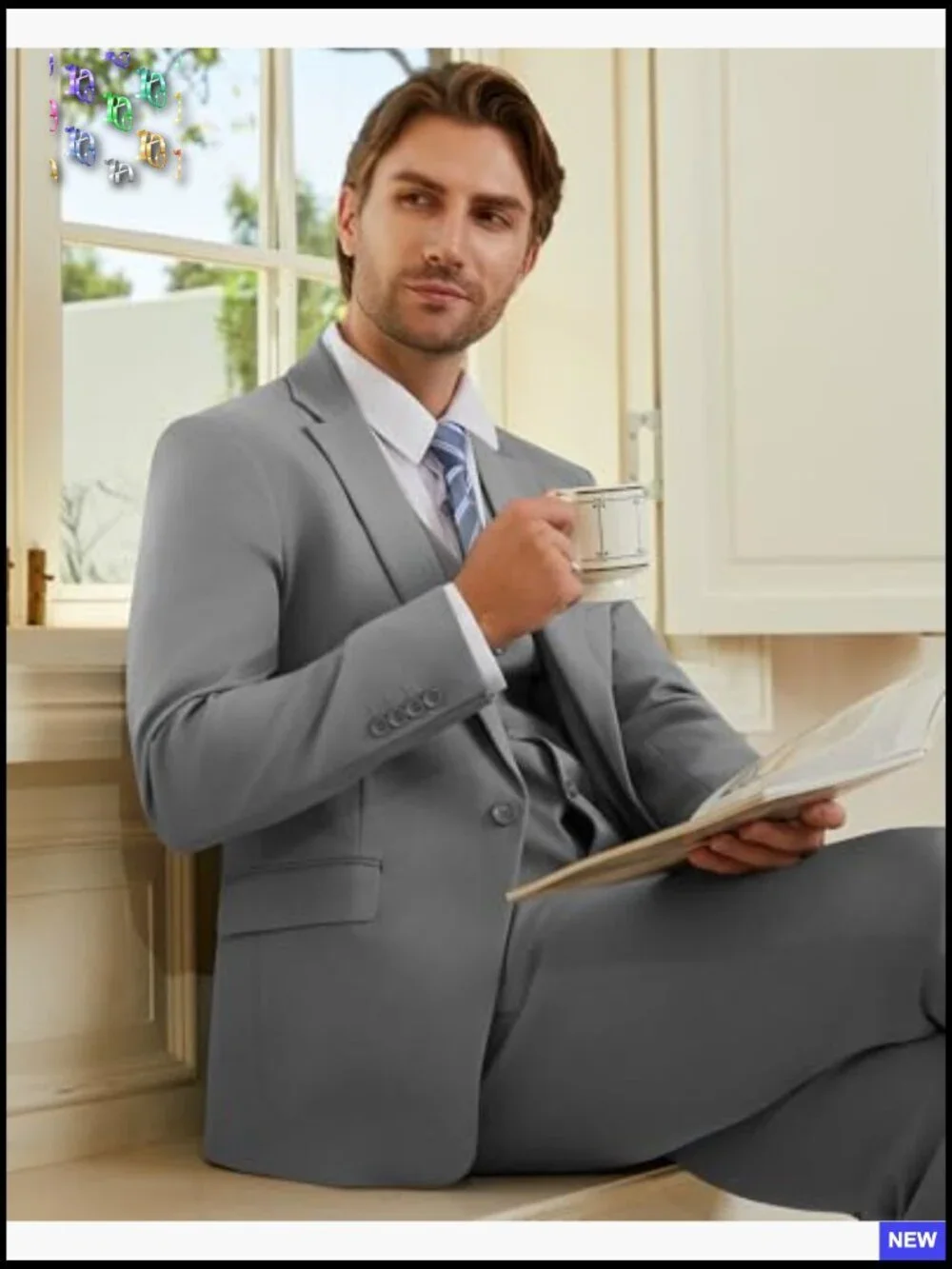 Slim Fit Suit Set One Button Blazer Jacket Pants Tuxedo Classic Formal